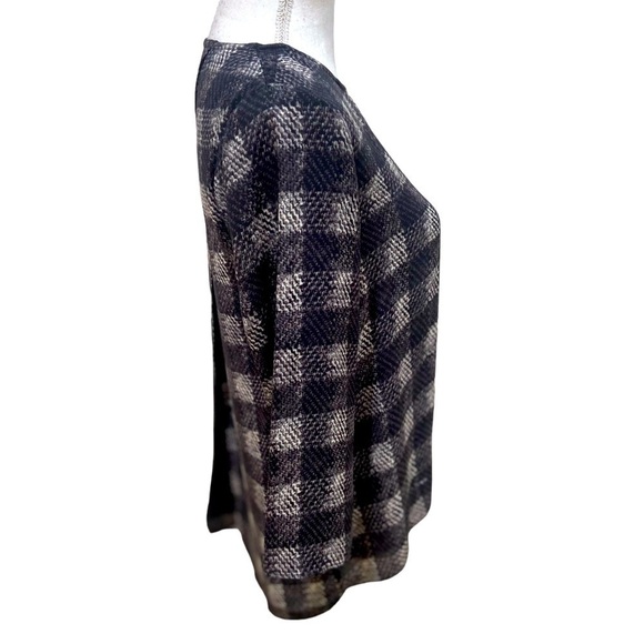 Artisan by Robin Barre gray/black plaid blouse with black chiffon underlay small - Picture 6 of 9